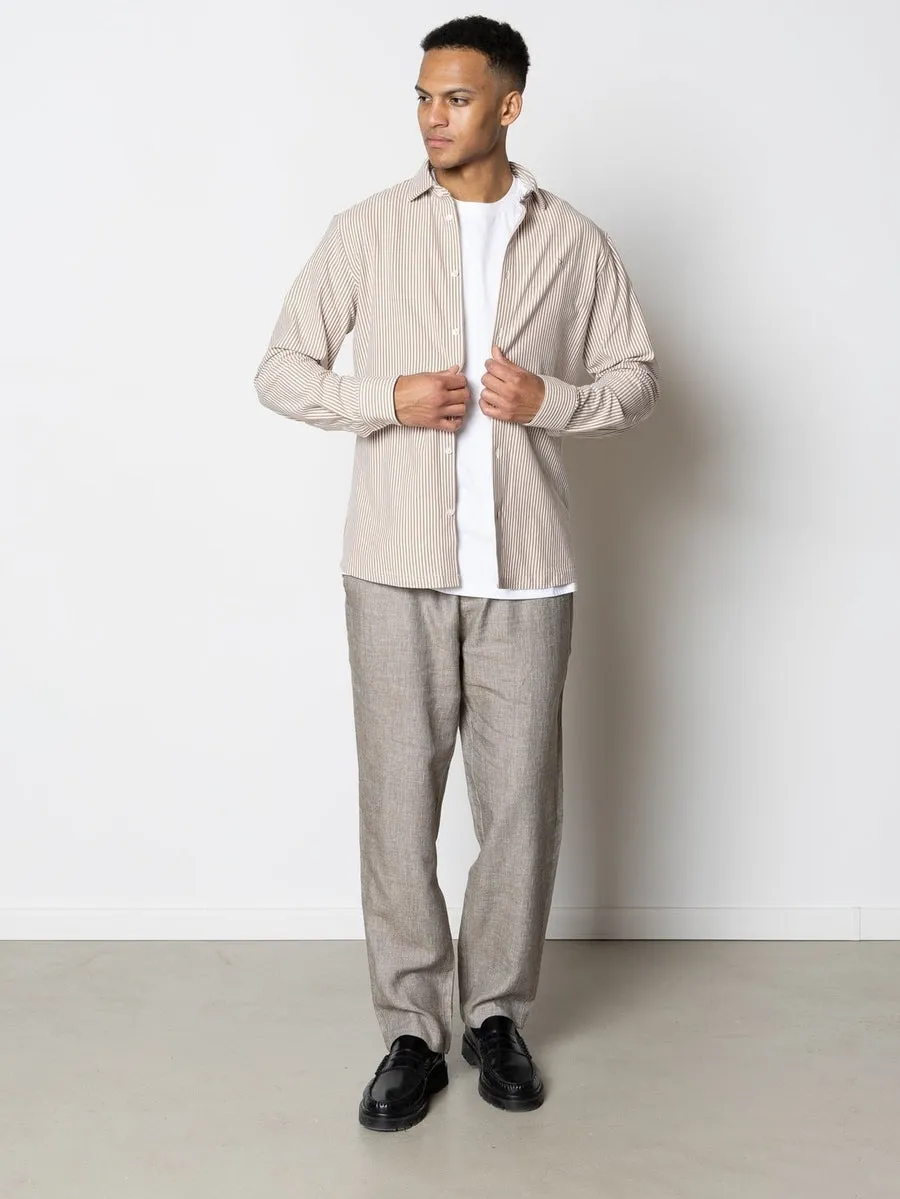 Clean formal stretch stripe skjorte - warm sand/white stripe sold by Brando product image thumbnail 4