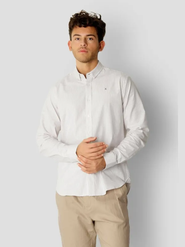 Oxford stripe skjorte - khaki striped sold by Brando
