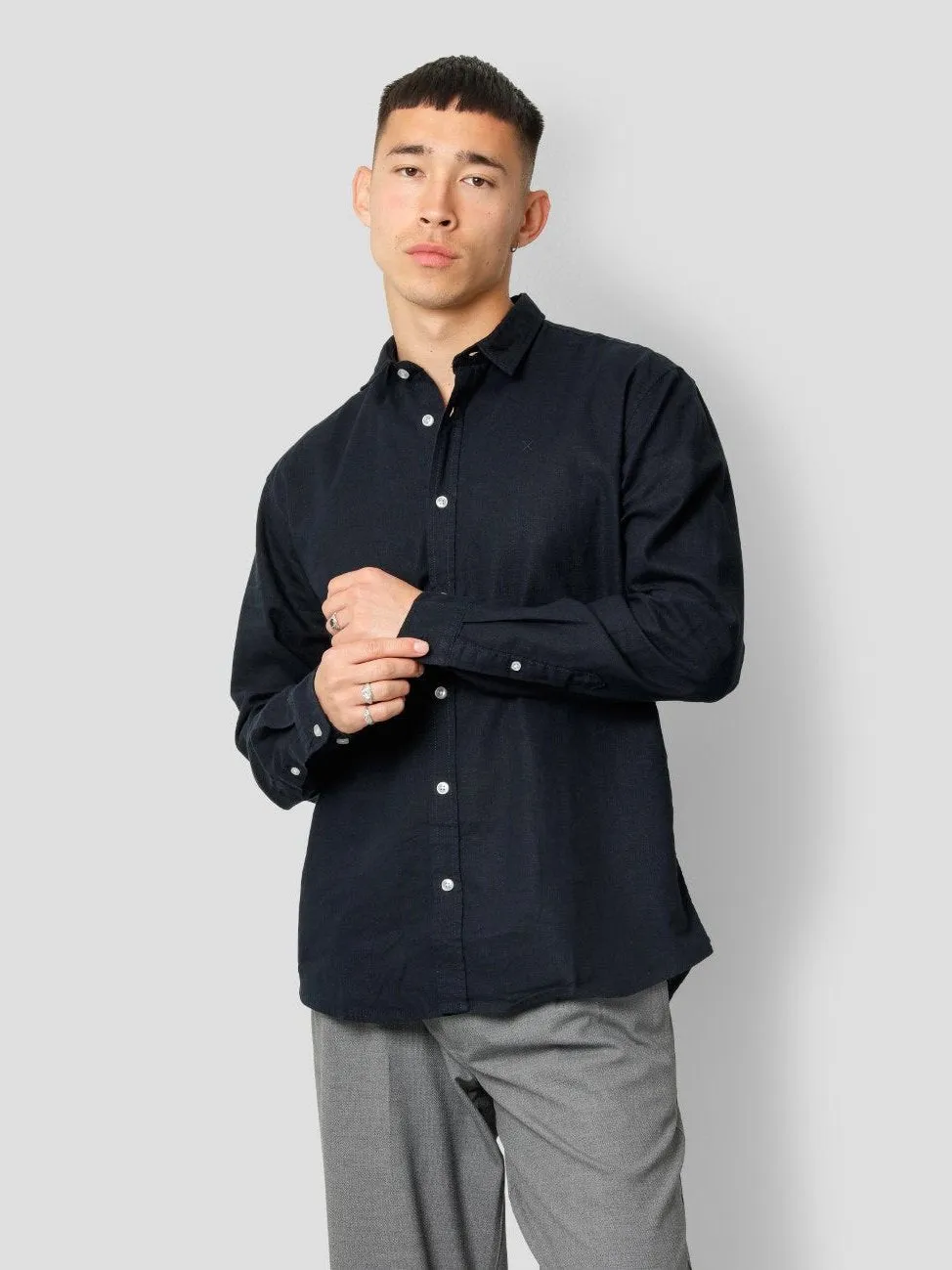 Bomull / Lin Skjorte - Navy 02 sold by Brando