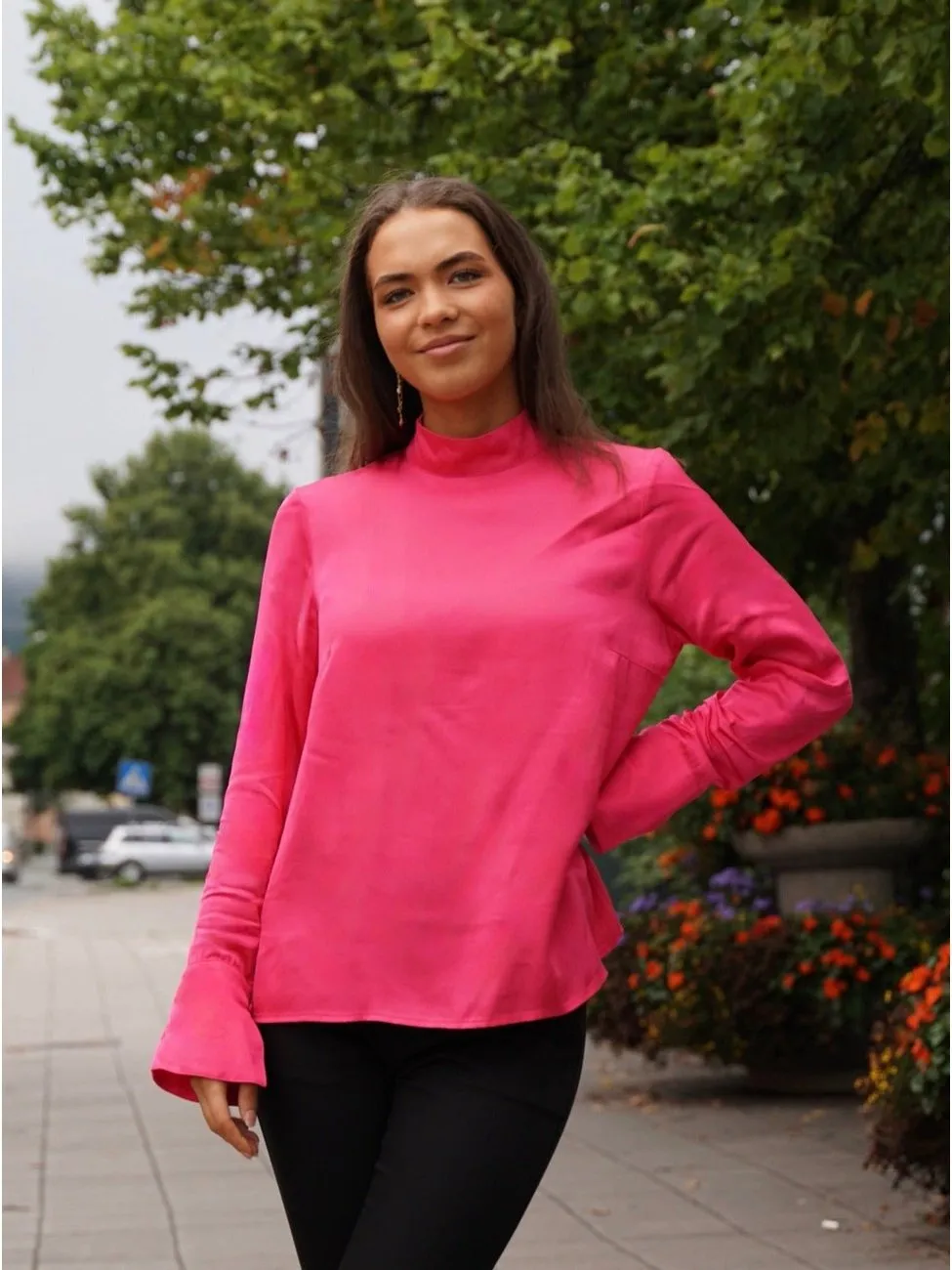 IVY SATIN TOP BLUSE - Fuchsia Purple sold by Brando product image thumbnail 2