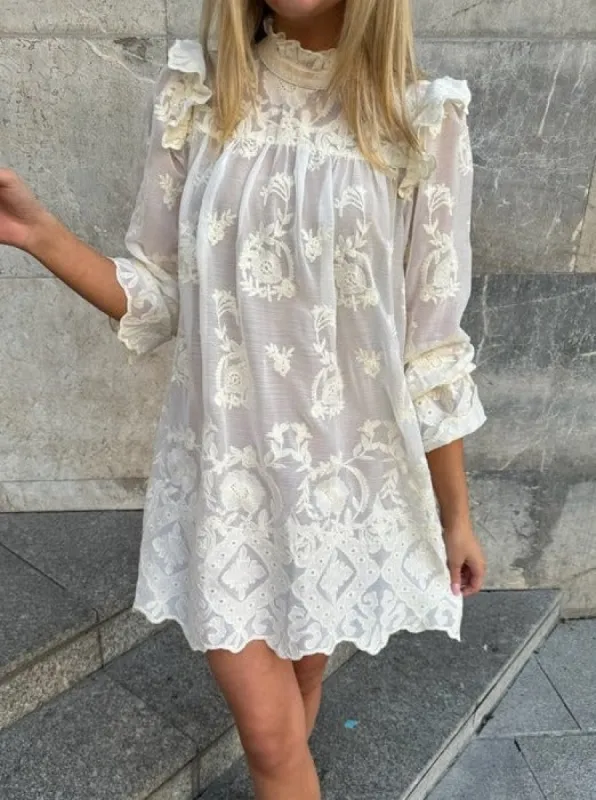 Ellinor Lace Kjole -  Vintage White sold by Brando