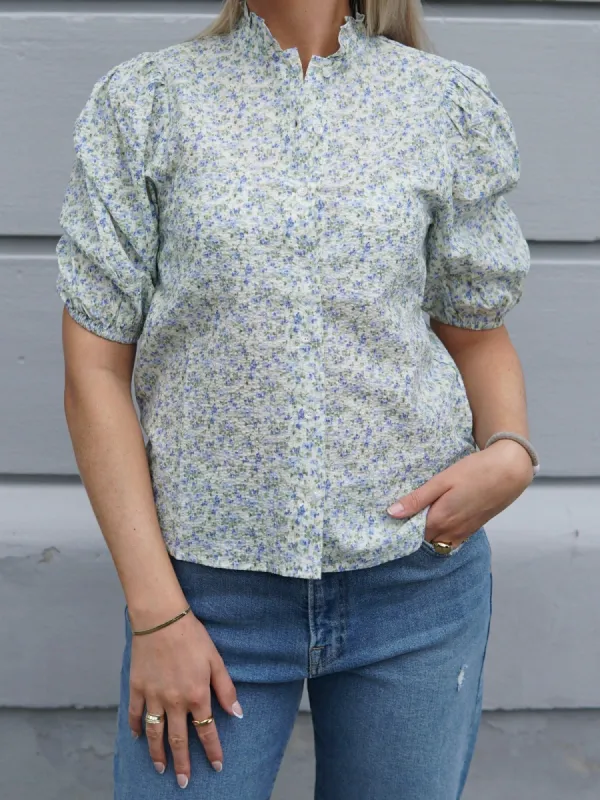 Tiffany kortermet skjorte - Blue/green sold by Brando