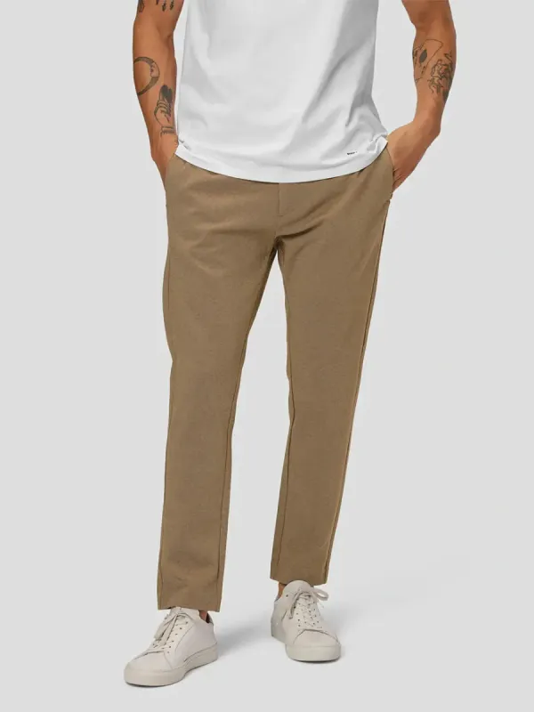 Milano jersey bukse - dark camel melange sold by Brando