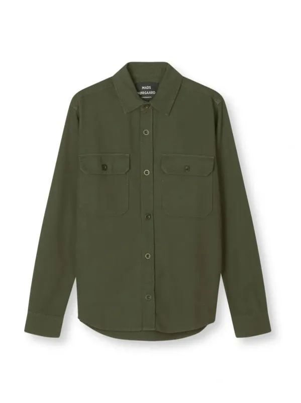 Dyed canvas skyler shirt - olive night sold by Brando