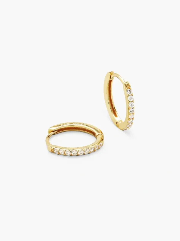 Pave hoops white medium - 18 karat forgylt sold by Brando