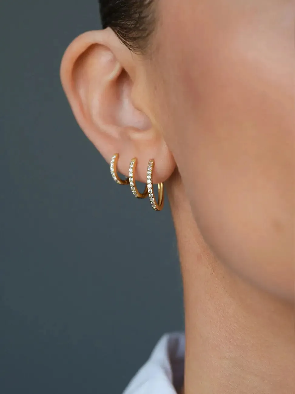 Pave hoops white small - 18 karat forgylt sold by Brando product image thumbnail 2