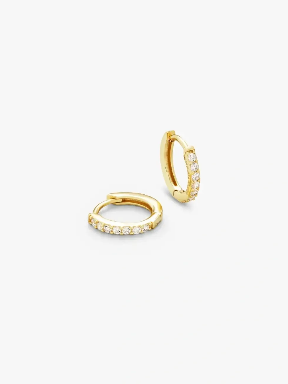 Pave hoops white small - 18 karat forgylt sold by Brando