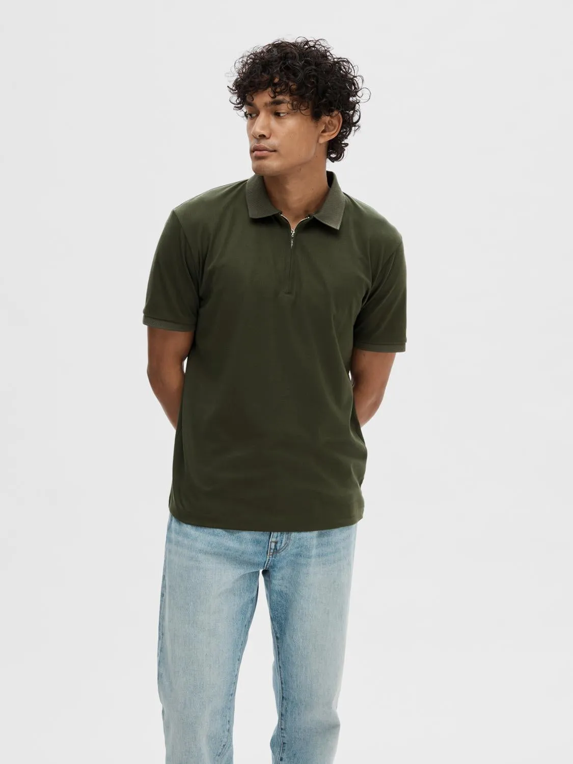 Fave zip polo - forest night sold by Brando product image thumbnail 2