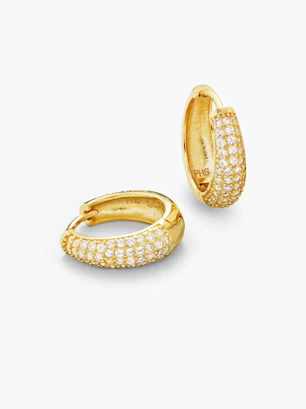 Dome pave hoops large - 18 karat forgylt sold by Brando