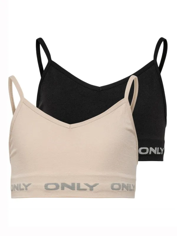 Vicky Seamless 2-pakk v-neck topp sort/nude sold by Brando