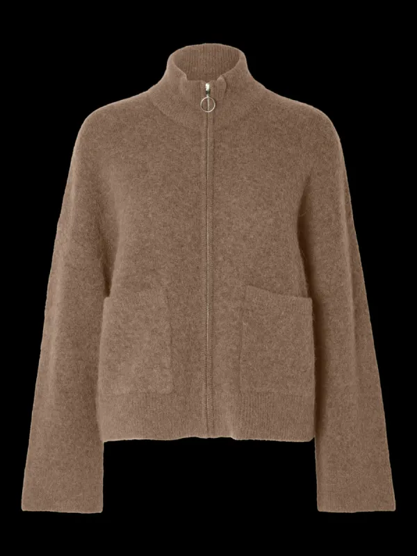 SIA KNIT ZIPPER CARDIGAN - Coca Mocha sold by Brando