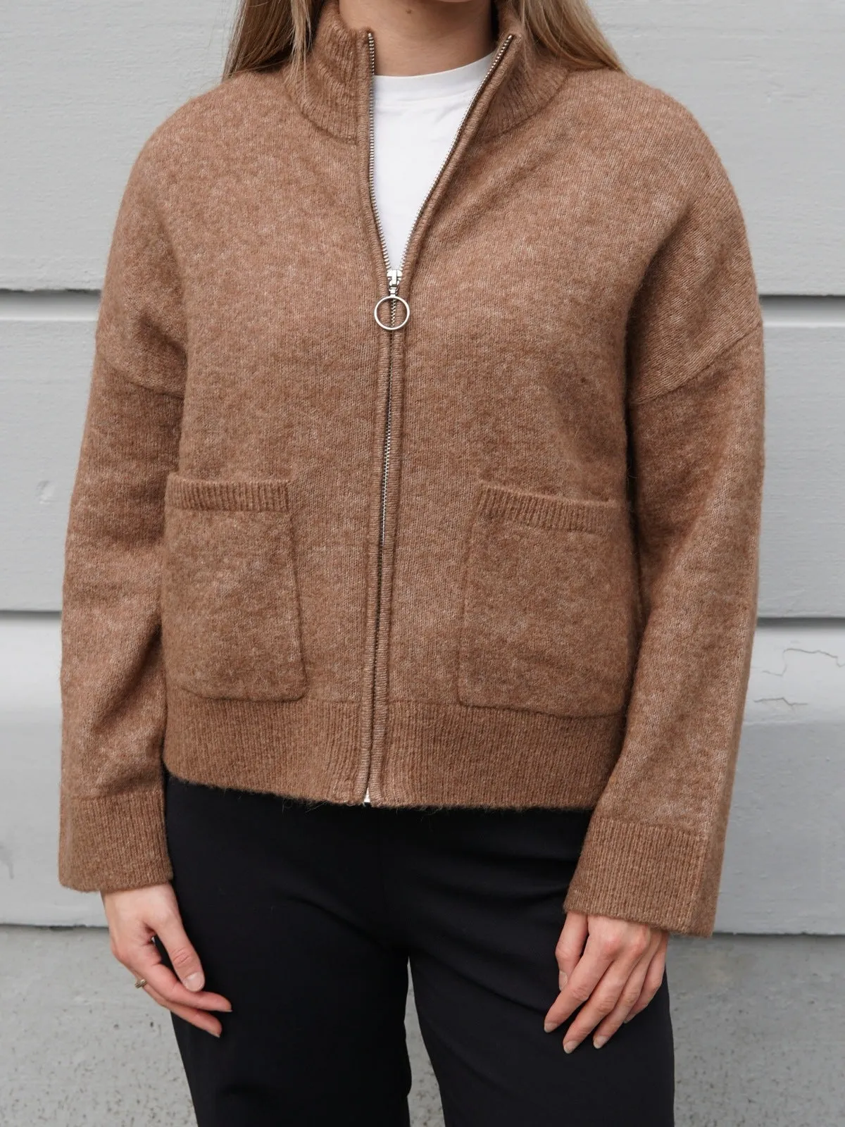 SIA KNIT ZIPPER CARDIGAN - Coca Mocha sold by Brando product image thumbnail 2