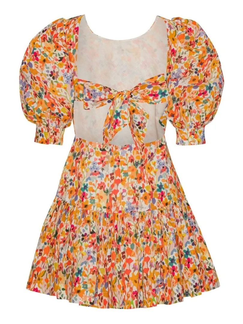 Marie kjole - orange floral print sold by Brando product image thumbnail 2