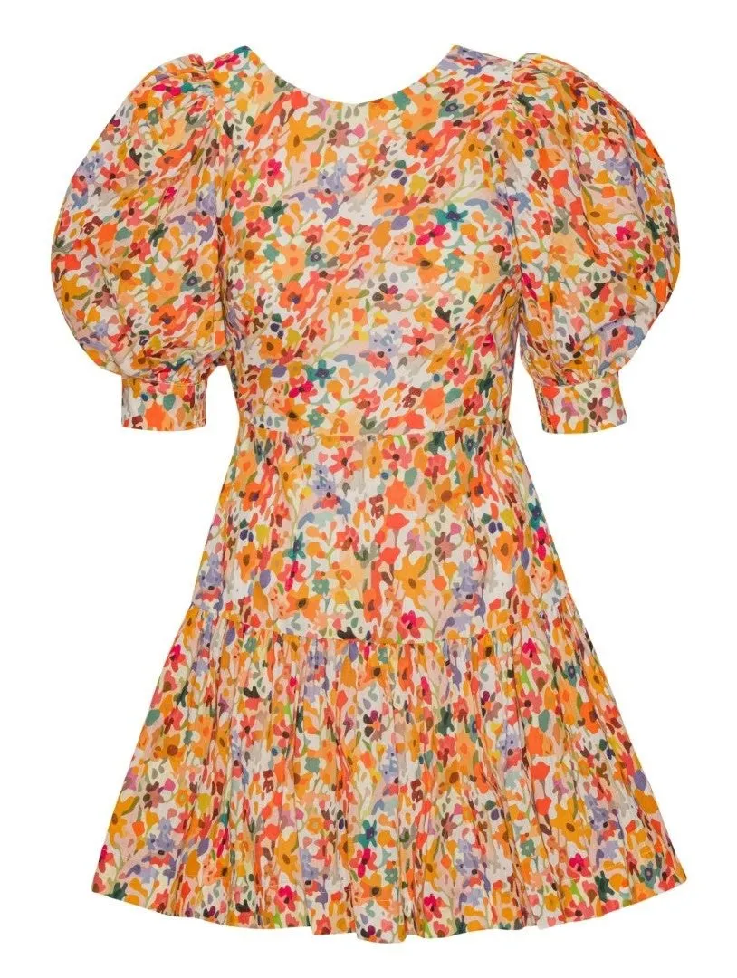 Marie kjole - orange floral print sold by Brando