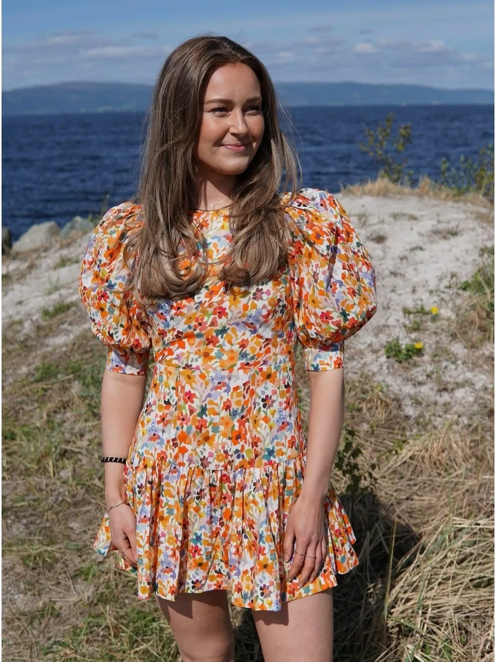 Marie kjole - orange floral print sold by Brando product image thumbnail 4