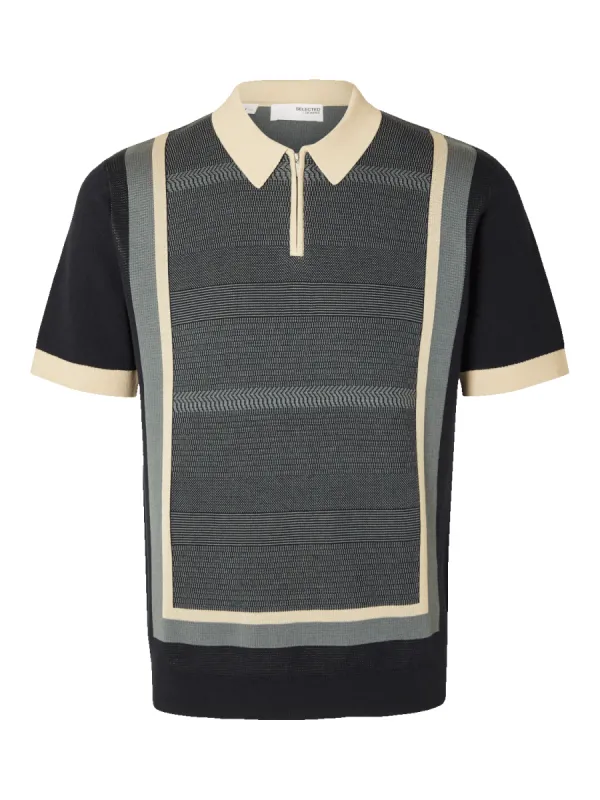 MARC KNIT ZIP POLO - Sky Captain sold by Brando