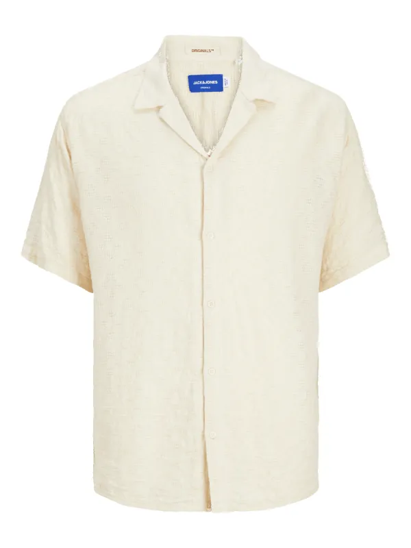 Taormina jaquerd resort skjorte - buttercream sold by Brando