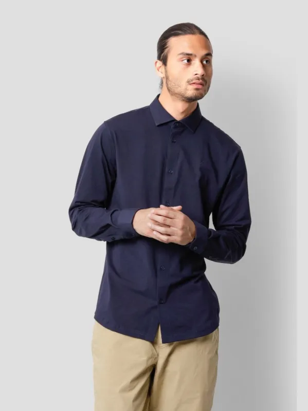 Clean formal stretch shirt ls - navy sold by Brando