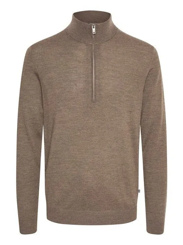 Mason half zip genser - khaki melange sold by Brando