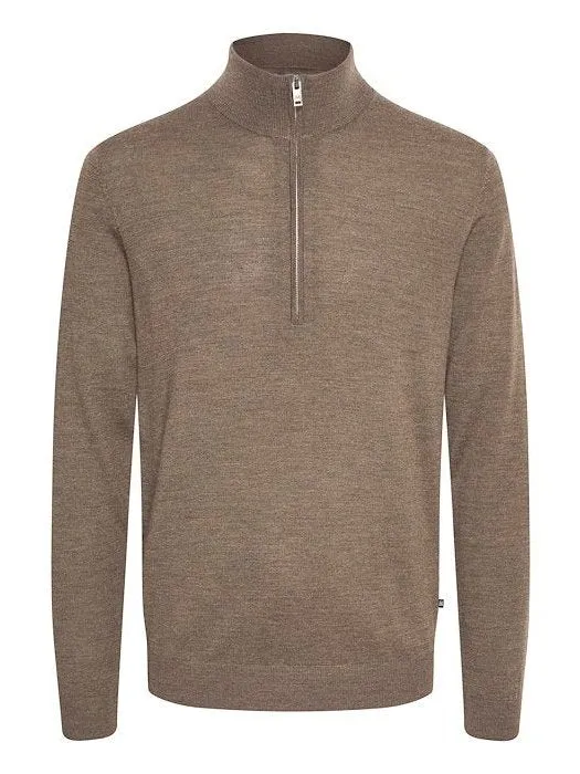 Mason half zip genser - khaki melange sold by Brando