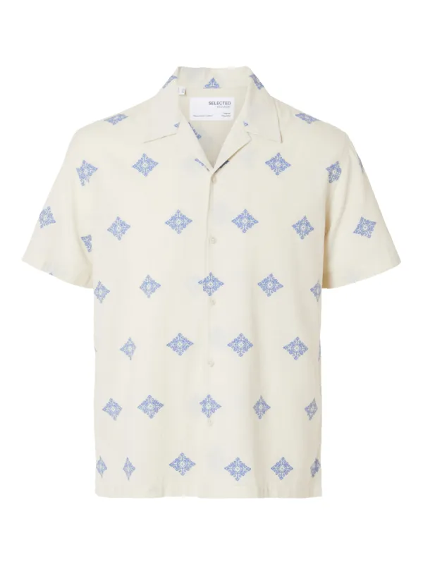 Reg eric skjorte fil copé - egret/broderie a sold by Brando