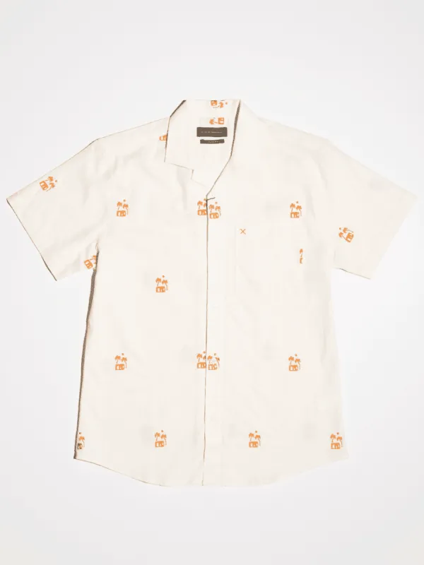 Bowling Felix Bomull linskjorte - Off White/Orange made by Brando