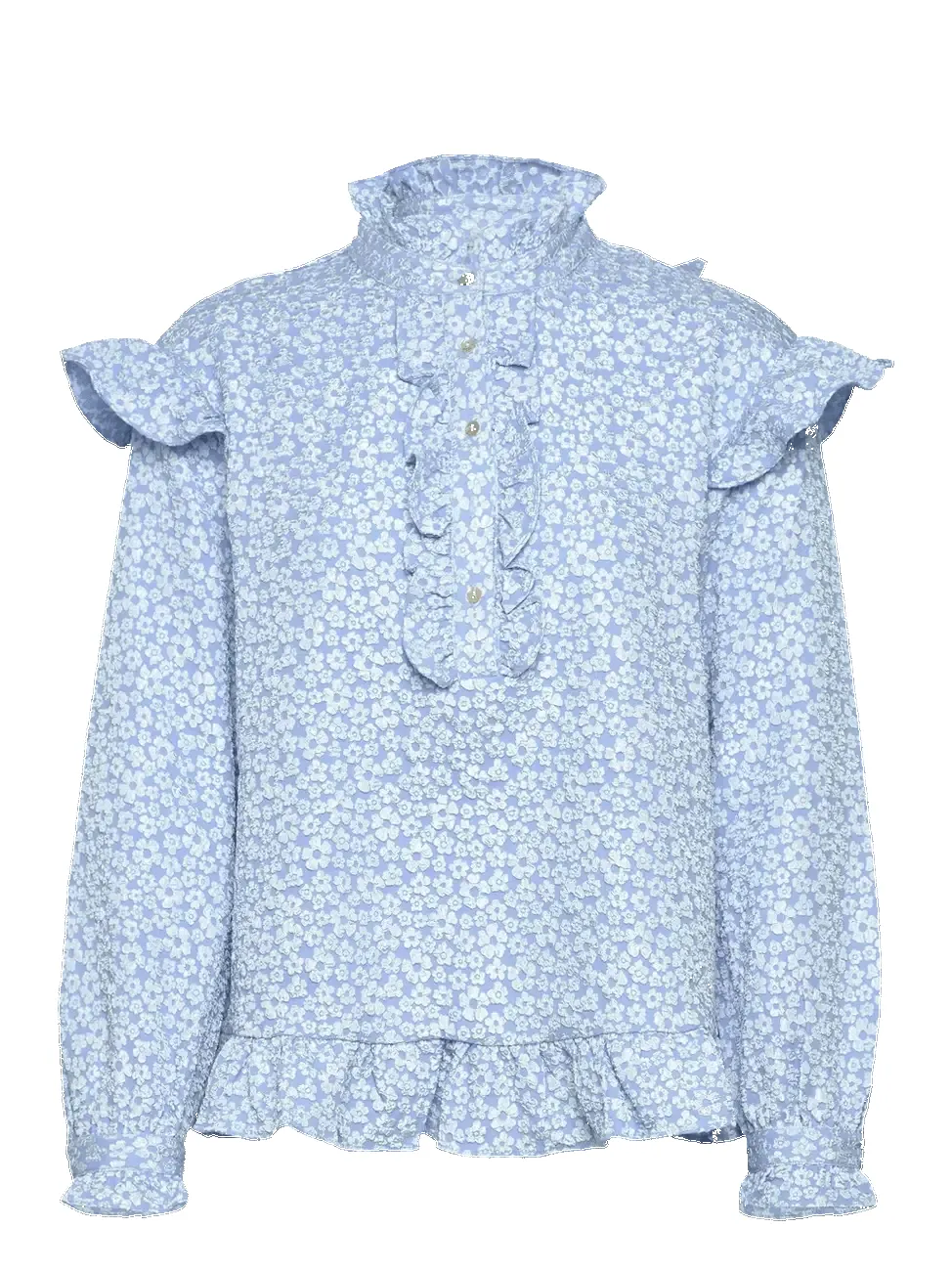 Reno ruby ruffle bluse - light blue sold by Brando