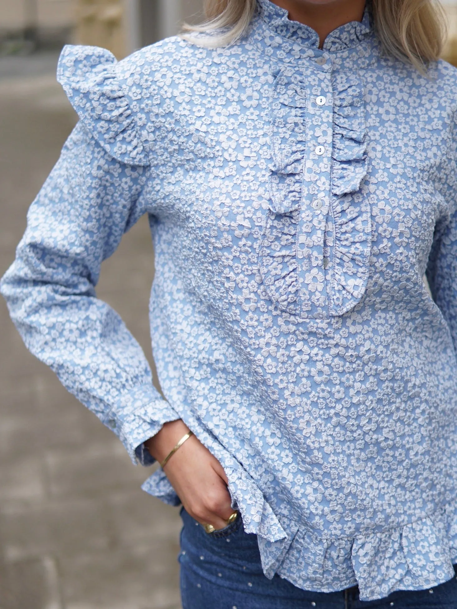 Reno ruby ruffle bluse - light blue sold by Brando product image thumbnail 4