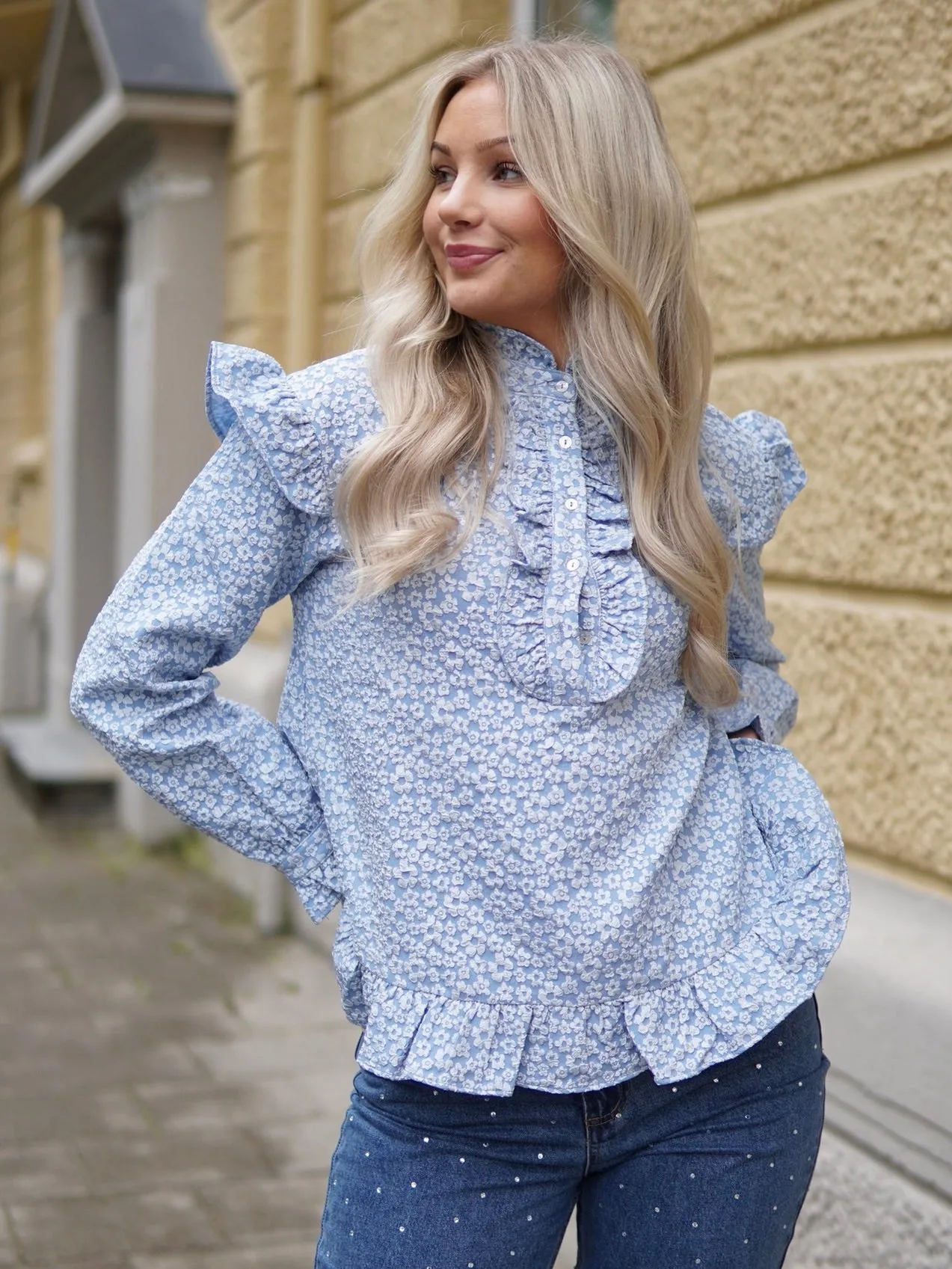 Reno ruby ruffle bluse - light blue sold by Brando product image thumbnail 3