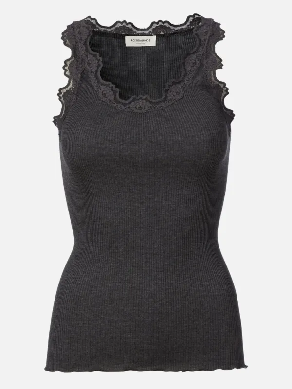 Babette silke top - dark grey melange sold by Brando