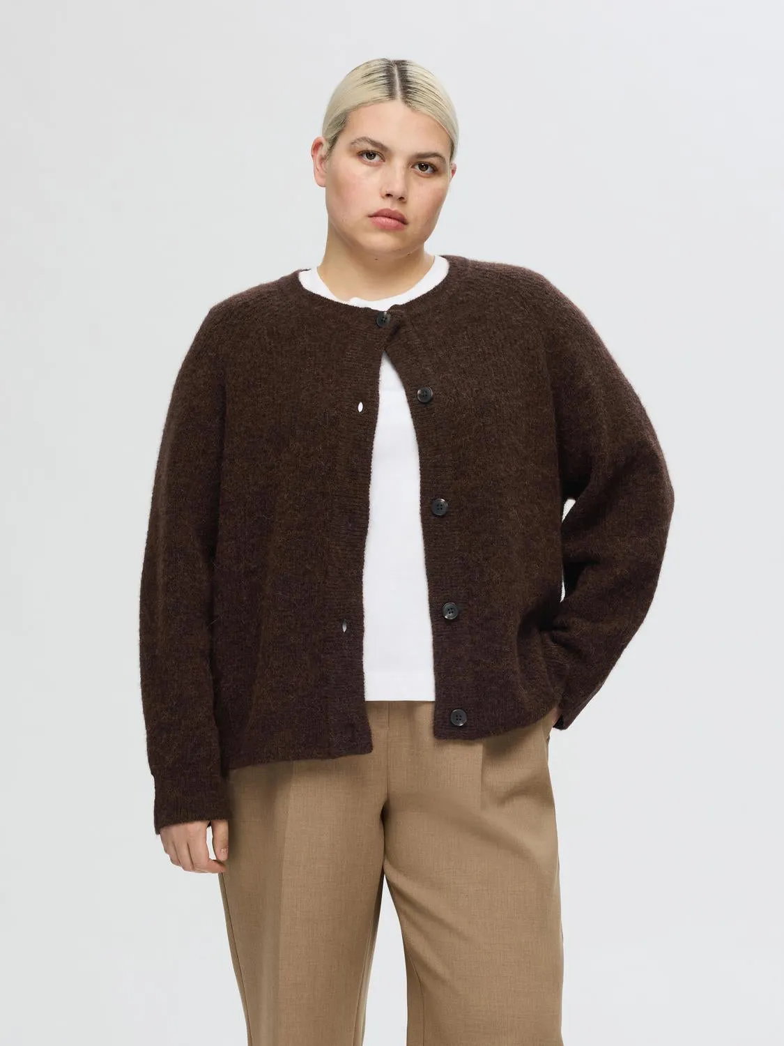 LULU KNIT SHORT CARDIGAN - Coffee Bean sold by Brando product image thumbnail 4