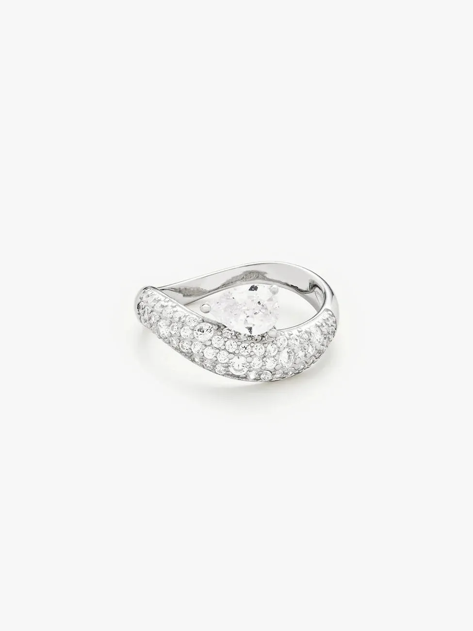 Wave Pear Pave Ring 54 - Sterling Sølv sold by Brando