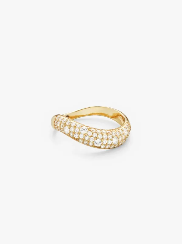 Wave Pave Ring 52 - 18 Karat Forgylt Sterling Sølv sold by Brando