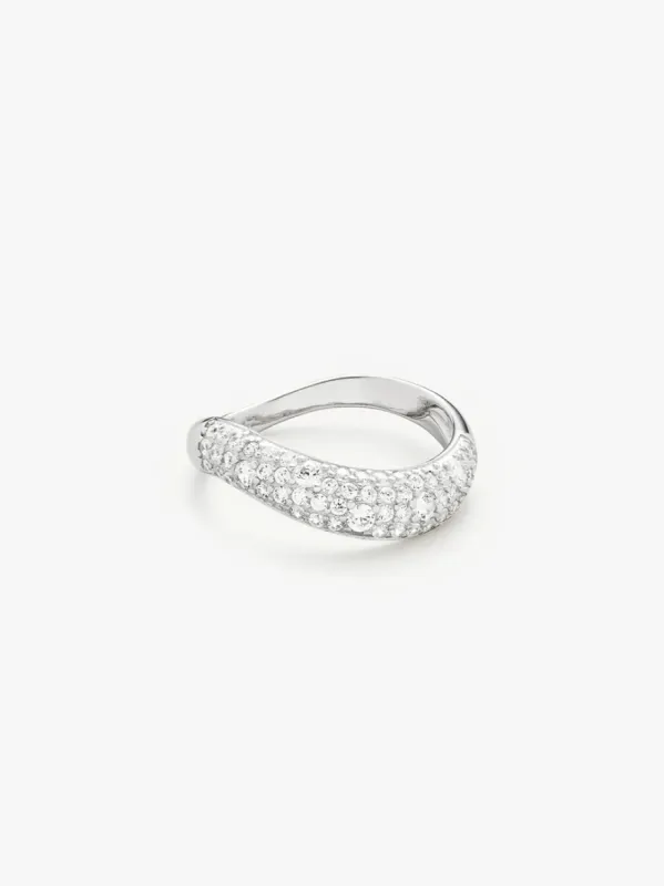 Wave pave ring 54 - 18 karat forgylt sterling sølv sold by Brando