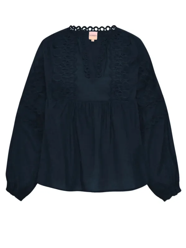 Kaia lace bluse - dark navy sold by Brando