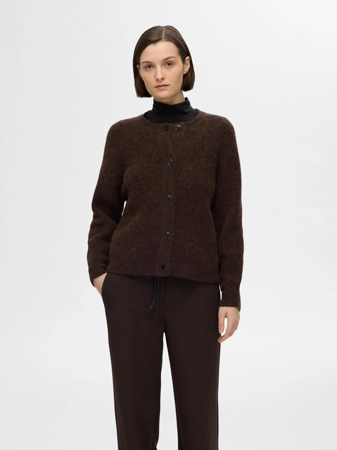 LULU KNIT SHORT CARDIGAN - Coffee Bean sold by Brando product image thumbnail 3