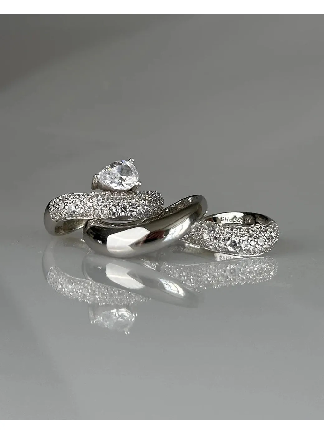 Wave pear pave ring - sølv sold by Brando product image thumbnail 2