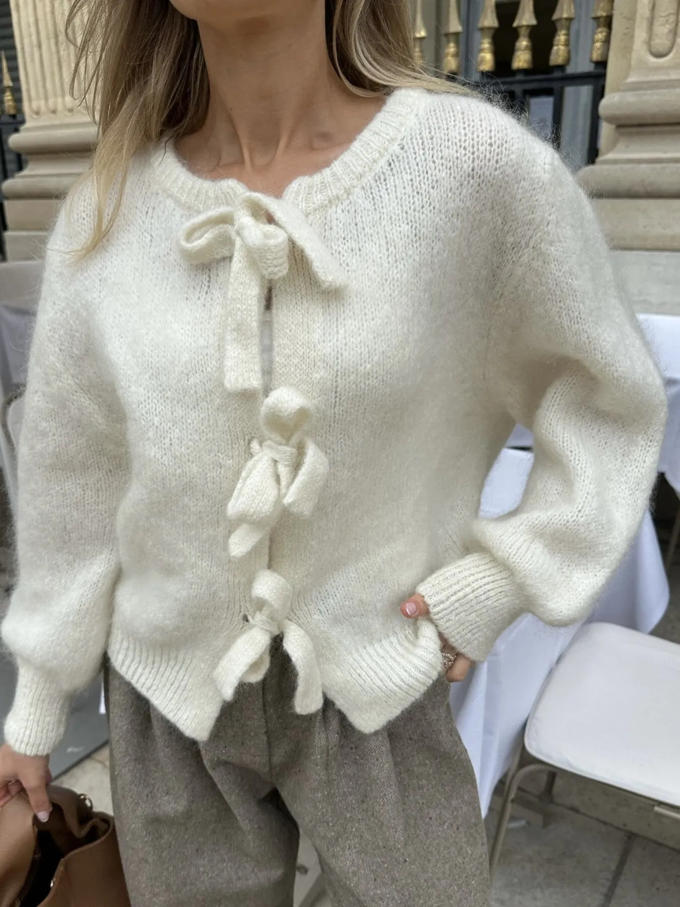 Bailey Bow Cardigan - White sold by Brando product image thumbnail 2