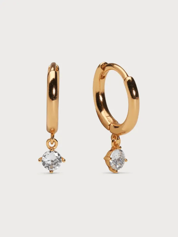 Petite sparkling hoops øredobber - gold plated sold by Brando