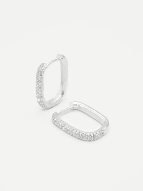 Petite diamond edge hoops - silver sold by Brando