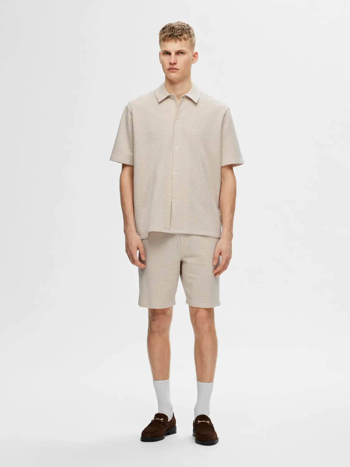 Regular ben seersucker jersey shorts - desert taupe sold by Brando product image thumbnail 2