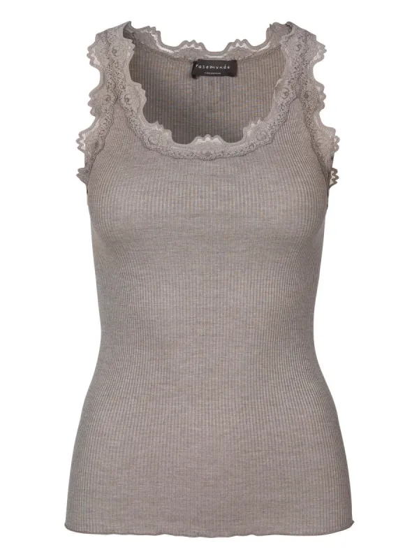 Babette silke topp - brown melange sold by Brando