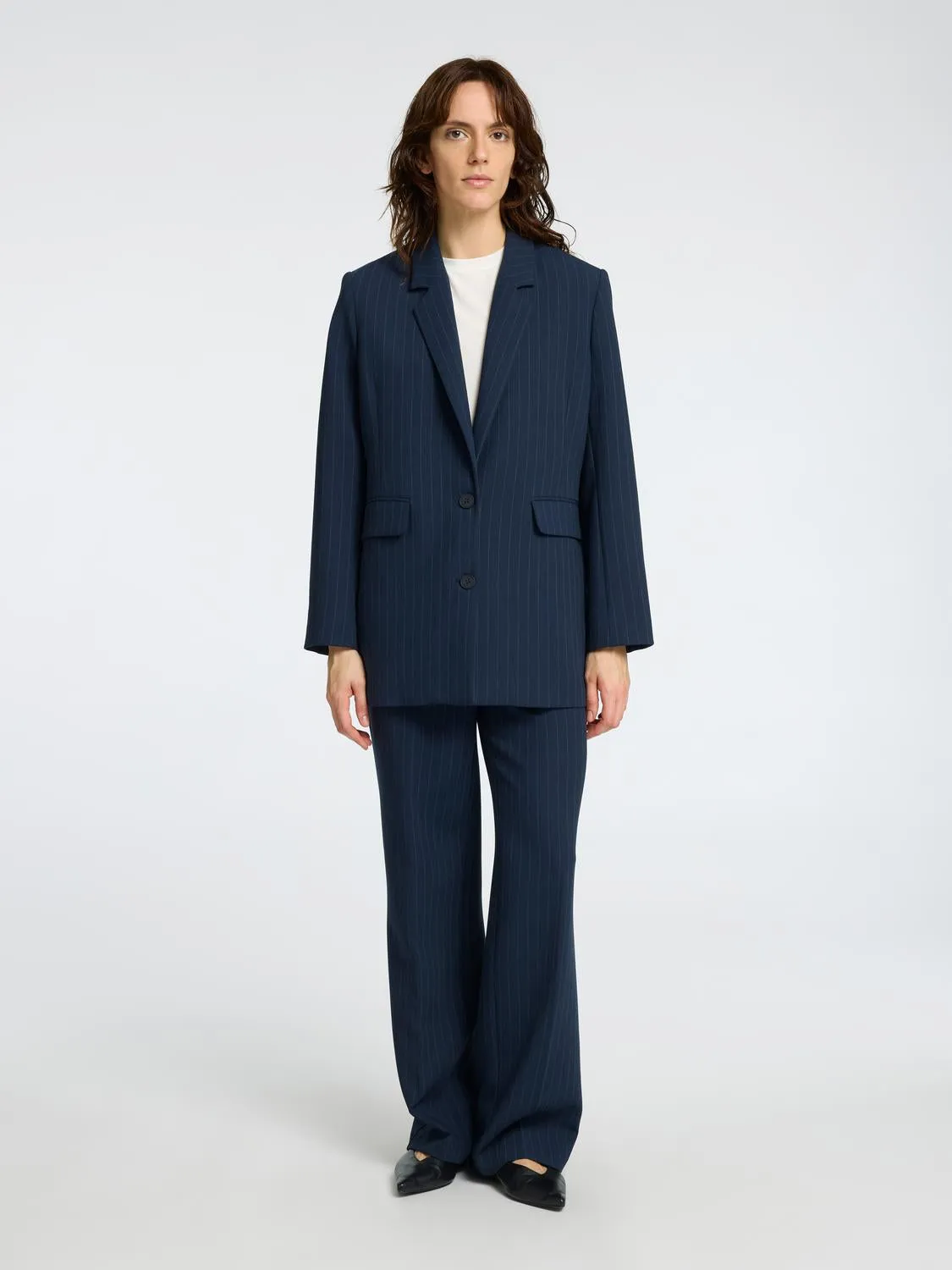 Rita relaxed blazer - dark sapphire pinstripe sold by Brando product image thumbnail 2