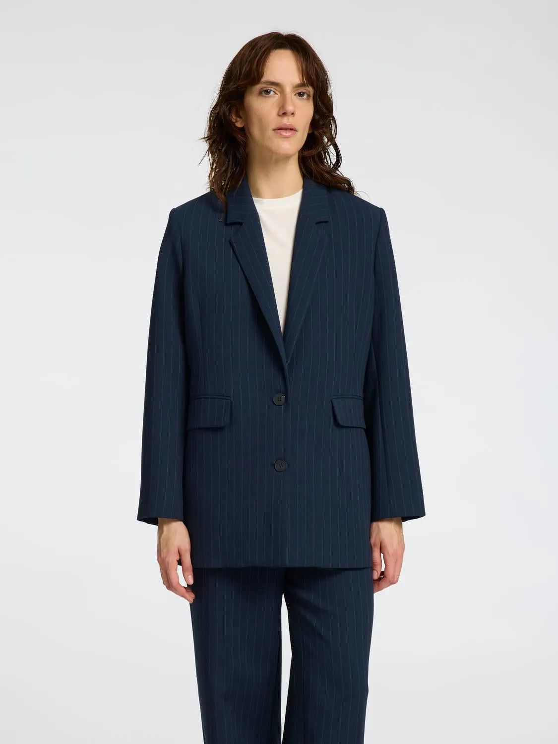 Rita relaxed blazer - dark sapphire pinstripe sold by Brando product image thumbnail 3
