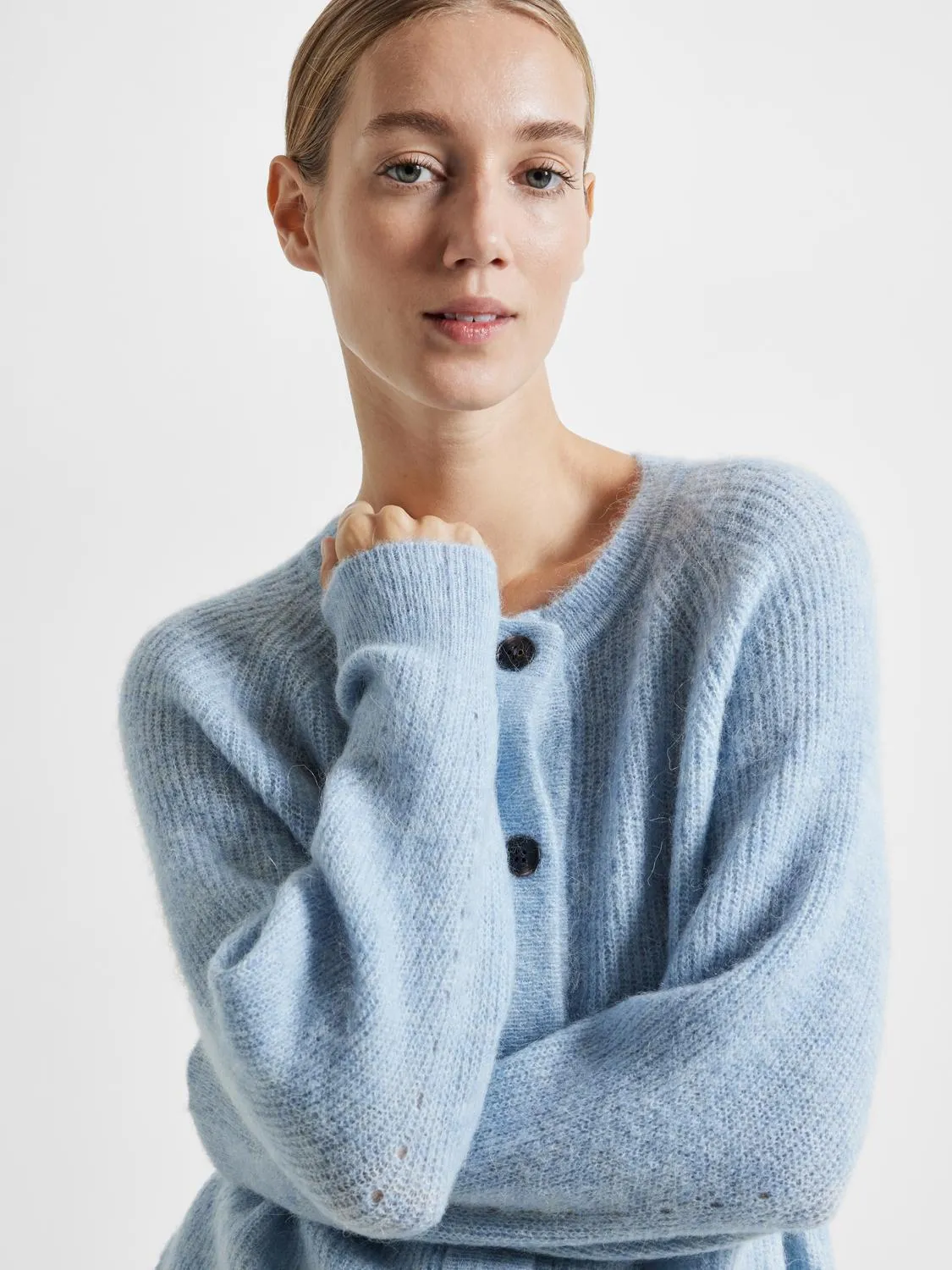 Lulu knit short cardigan - cashmere blue sold by Brando product image thumbnail 3