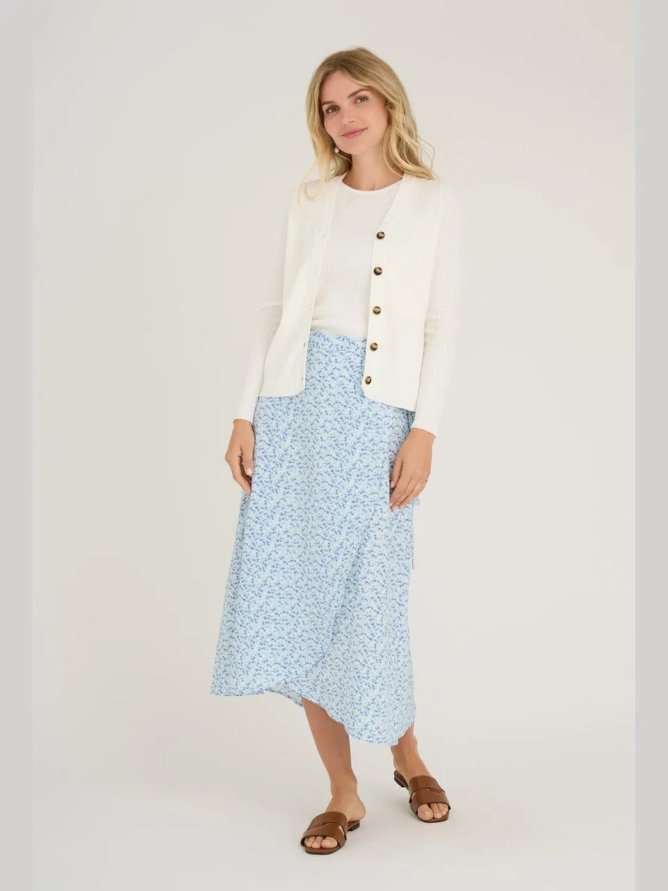 Peony wrap skjørt - blue/white sold by Brando product image thumbnail 3