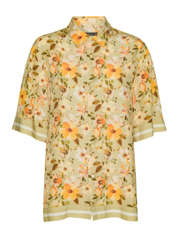 Luca shirt - green flowerprint sold by Brando