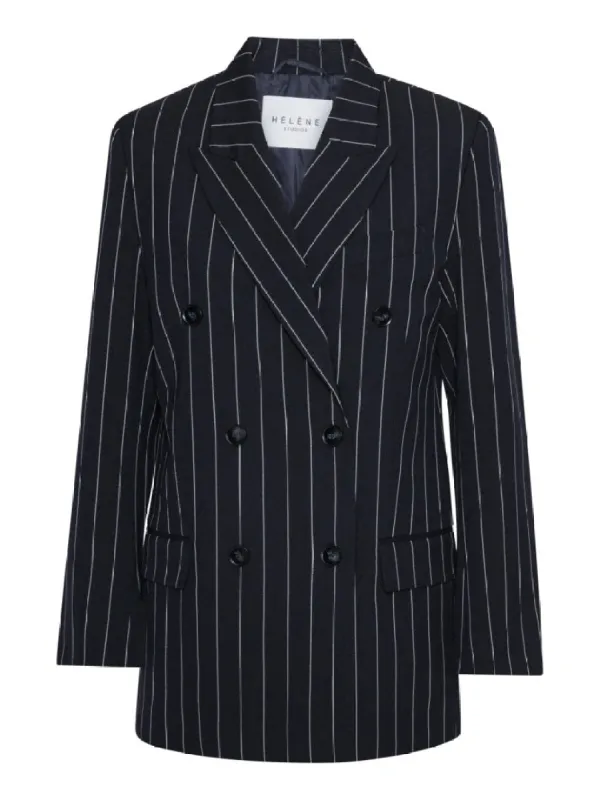 Alma blazer - navy pin stripe sold by Brando