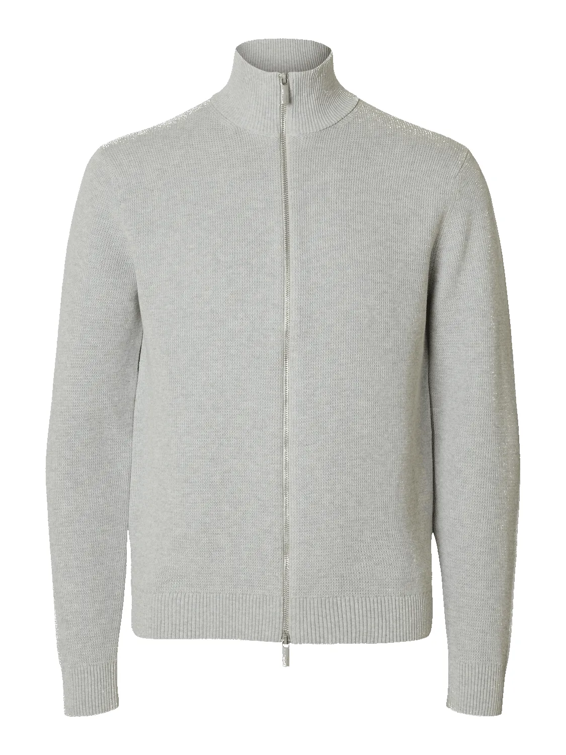 Dane knit structure zip jakke - light grey melange sold by Brando
