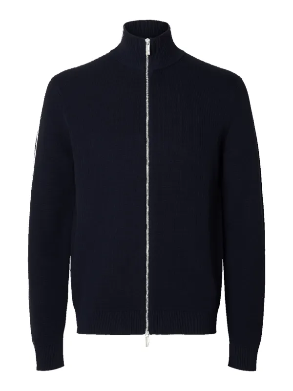Dane knit structure zip jakke - sky captain made by Selected